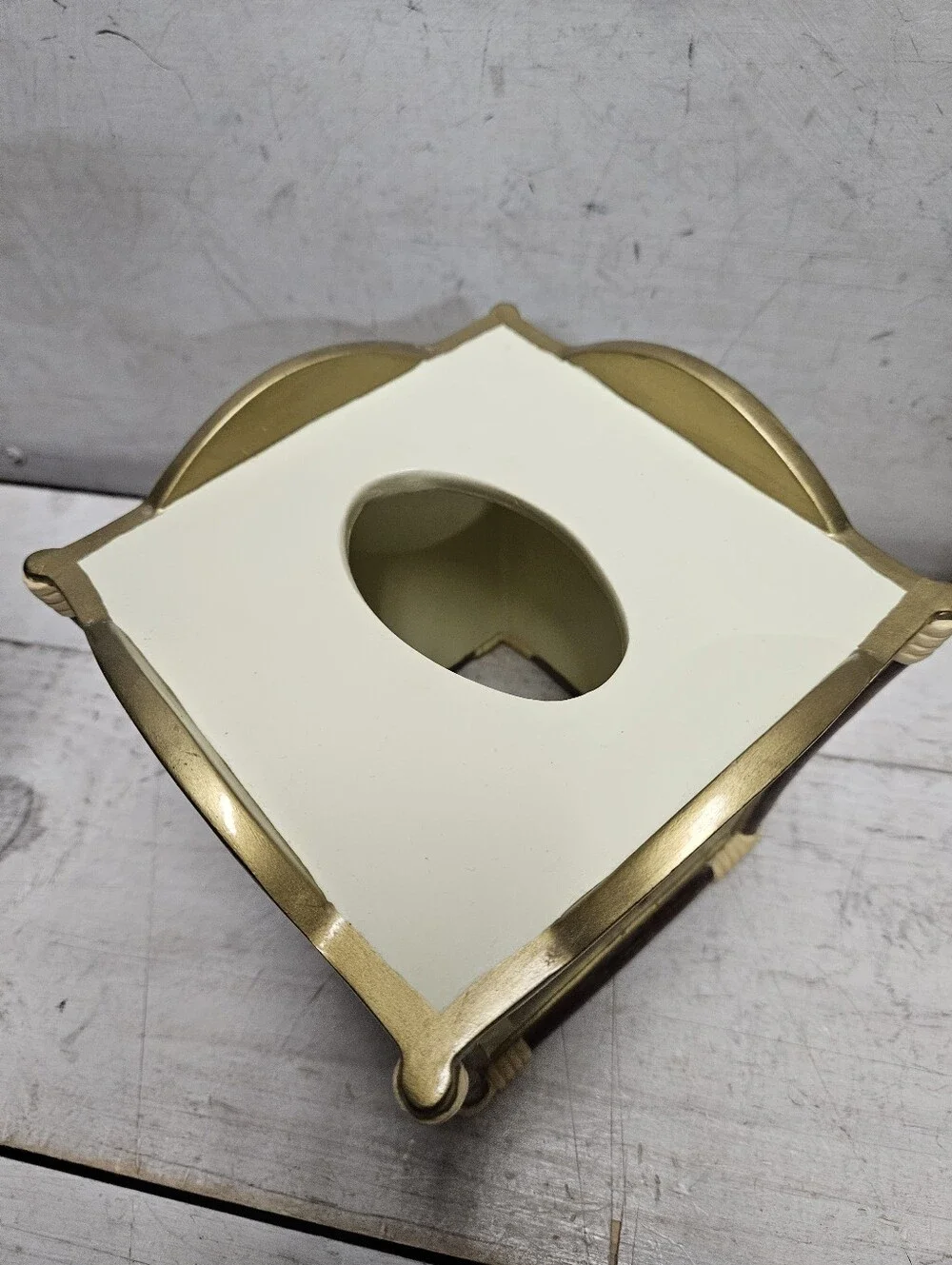 Wamsutta Palms Tissue Box Cover Ivory & Gold Bathroom Home Decor